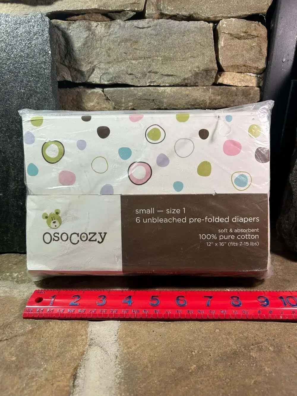OsoCozy  100% Cotton Unbleached Pre-Folded Diapers Size 1 Quantity 6, 7-15 LBs